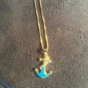 Gorgeous Blue Anchor Pendant on a Silver Plated 18” Chain